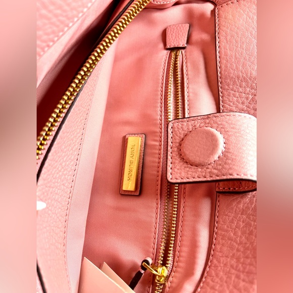 NWT Tory Burch Harper M Size Leather Satchel Bag in Pink w/ Gold Tone Hardware - Picture 9 of 11